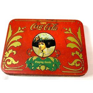 Vintage Coca-Cola Playing Cards Tin Box With Victorian Lady Design